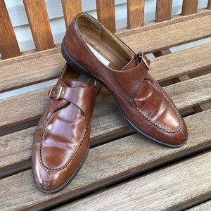 Mezlan Winthrop 10M Light‎ Brown Leather Monk Shoes